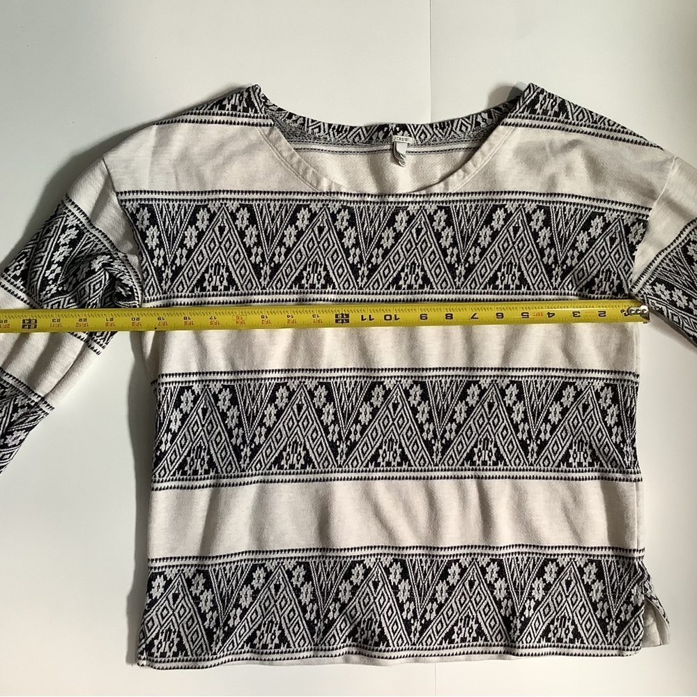 J. Crew Black and White Long Sleeve Tee with Striped Lace Design - Picture 3 of 6
